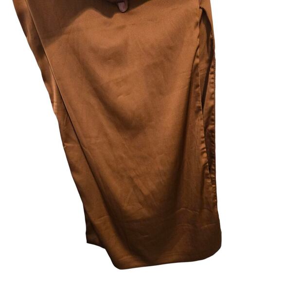 Bronze Satin Midi Dress Women’s Size M Sleeveless Slip Party Cocktail Gown - Picture 6 of 6